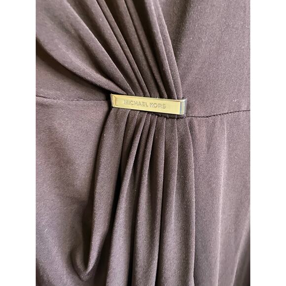 Michael Michael Kors Faux Wrap Dress Long Sleeves Sz XL Plum Stretch Career - Picture 5 of 10